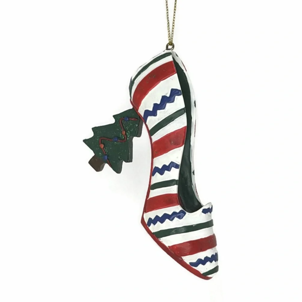 Striped High Heel Ornament with Tree Heel